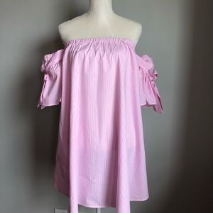 Jealous Tomato off the shoulder striped mini dress